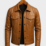 Émile | Veste trucker effet cuir cognac
