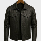 Émile | Veste trucker effet cuir cognac