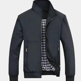 Claude | Blouson bombers bleu marine doublure à carreaux