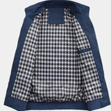 Claude | Blouson bombers bleu marine doublure à carreaux