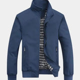Claude | Blouson bombers bleu marine doublure à carreaux