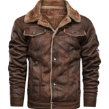 Veste en Cuir Élégante et Chaude avec Fleece