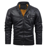Veste en Cuir Rembourrée en Fleece Rétro
