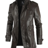 Veste de Moto en Cuir Longue et Élégante