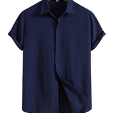 Chemise à manches courtes en coton et lin