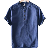 Chemise à manches courtes en coton et lin