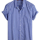 Chemise en Coton d'Été à Manches Courtes pour Hommes, Couleur Unie, avec Poche et Boutons