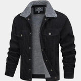 Yves | Veste en velours côtelé verte doublée sherpa