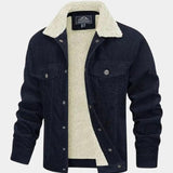 Yves | Veste en velours côtelé verte doublée sherpa