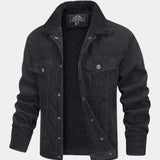 Yves | Veste en velours côtelé verte doublée sherpa