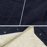 Yves | Veste en velours côtelé verte doublée sherpa