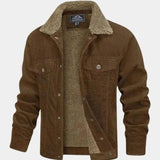 Yves | Veste en velours côtelé verte doublée sherpa