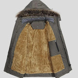 Louis | Parka d'hiver gris-vert doublée sherpa