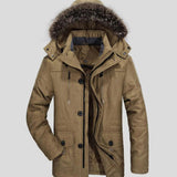 Louis | Parka d'hiver gris-vert doublée sherpa