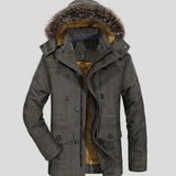 Louis | Parka d'hiver gris-vert doublée sherpa