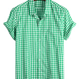Chemise en Coton d'Été à Manches Courtes pour Hommes, Couleur Unie, avec Poche et Boutons