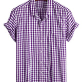 Chemise en Coton d'Été à Manches Courtes pour Hommes, Couleur Unie, avec Poche et Boutons