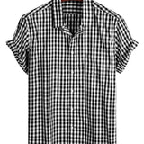 Chemise en Coton d'Été à Manches Courtes pour Hommes, Couleur Unie, avec Poche et Boutons