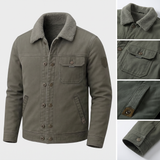 Maxime | Blouson aviateur vert olive col sherpa gris