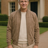 Denis | Blouson bombers effet daim taupe