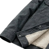 Veste pour homme en velours avec col en sherpa et pressions - Gris foncé
