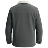 Veste pour homme en velours avec col en sherpa et pressions - Gris foncé