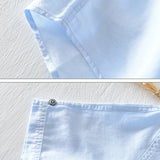 Chemise à manches courtes en coton et lin