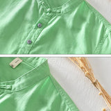 Chemise à manches courtes en coton et lin