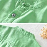 Chemise à manches courtes en coton et lin