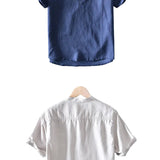 Chemise à manches courtes en coton et lin