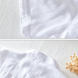 Chemise à manches courtes en coton et lin