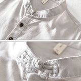 Chemise à manches courtes en coton et lin