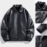 Jean-Marc | Veste effet cuir noire col chemise