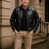 Jean-Marc | Veste effet cuir noire col chemise