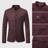 Jean-Michel | Veste de ville bordeaux col montant