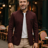 Jean-Michel | Veste de ville bordeaux col montant