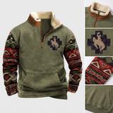 Dominique | Sweat vert olive à manches motifs