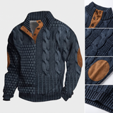 Michel | Pull marin torsadé bleu marine col montant