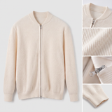 Alain | Gilet zippé en maille côtelée crème
