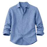 Chemise pour homme Meadowfall en lin, coupe décontractée, avec boutons
