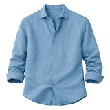 Chemise pour homme Meadowfall en lin, coupe décontractée, avec boutons