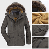 Louis | Parka d'hiver gris-vert doublée sherpa