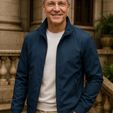 Claude | Blouson bombers bleu marine doublure à carreaux
