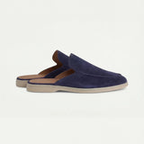 Mule nautique en daim de couleur marine