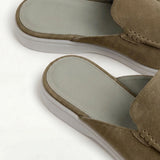 Mules en daim vert Yacht