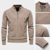 Franck | Gilet zippé taupe maille losanges