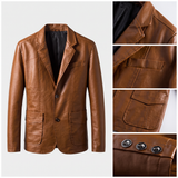 Hugues | Veste blazer effet cuir cognac