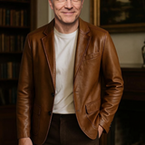 Hugues | Veste blazer effet cuir cognac