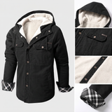 Étienne | Veste à capuche noire doublée sherpa