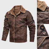Guillaume | Veste trucker effet daim marron col sherpa